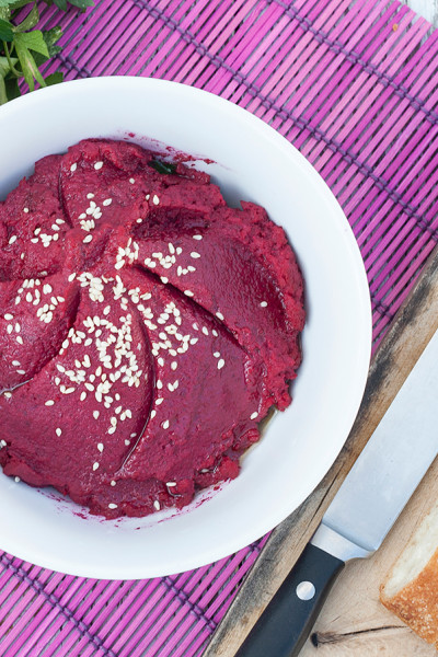 roasted beetroot hummus serving suggestion